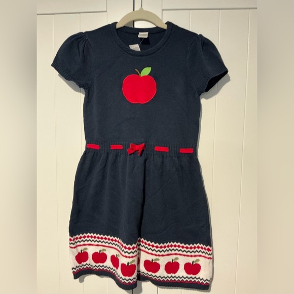 Navy Blue Apple Dress for Kids Gymboree Embroidered Short Sleeve Dress - Picture 1 of 3